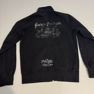 Harley-Davidson Black Full Zip Mock Neck Sweatshirt Jacket Nassau County Medium
